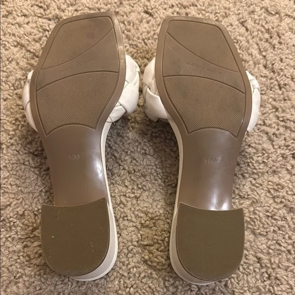 Marc Fisher White Braided Block Heel Sandals - Picture 3 of 4